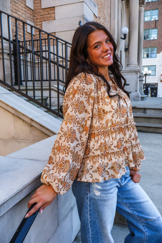 Hazelwood Boho Blouse • Mustard Floral