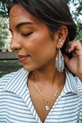 Fringed & Flirty Beaded Earrings • Silver Grey