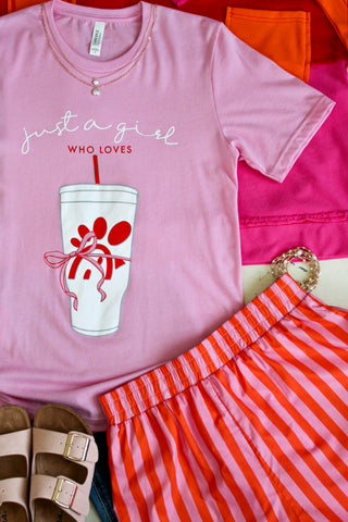 Just A Girl Who Loves Chick-fil-A Graphic Tee • Pink