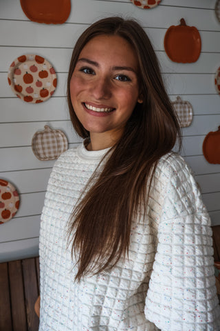 Funfetti Waffle Pullover • Cream