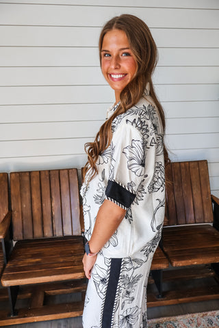 Elegant Blooms Top • Cream/Black