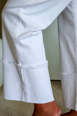 Daisy Cuffed Wide Leg l Tummy Control • White