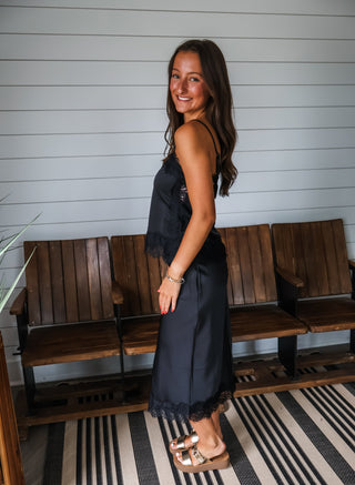 Romantic Edge Skirt Set • Black