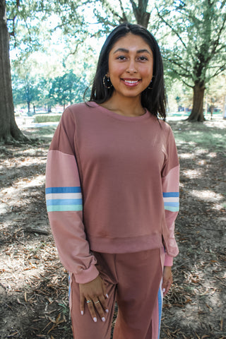 Up Next Color Tape Pant Set • Mauve