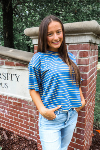 Camden Striped Crewneck • Blue/Yellow
