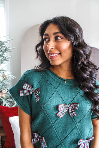 New Traditions Bow Sweater • Emerald