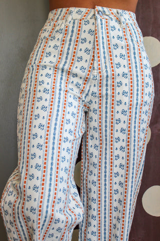 Poppy Printed Wide Leg Pants • Cream