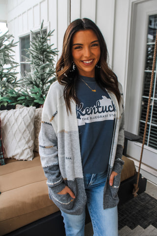 Fields Of Snow Cardigan • Grey Multi