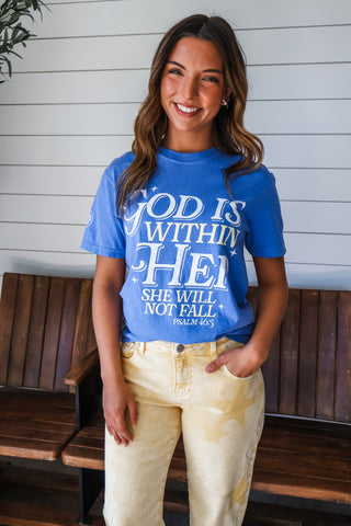God Is Within Her Graphic Tee • Mystic Blue