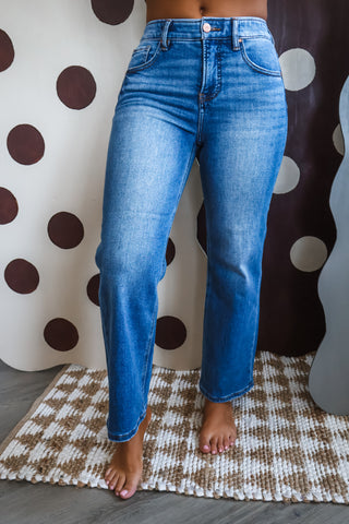 Noah Ankle Crop Wide Leg | Tummy Control • Medium Wash
