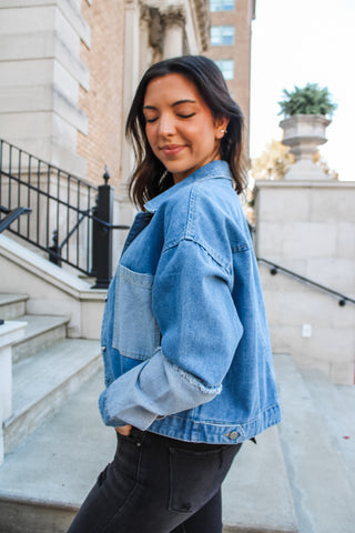 Taylor Two Tone Denim Jacket • Medium Wash