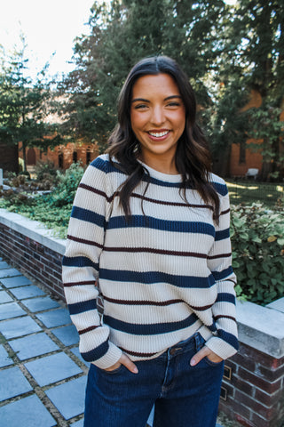 Cabin Fever Striped Sweater • Navy