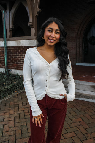 Lace Romance Button Top • Ivory