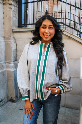 Festive Fits Zip Top • Green Stripe