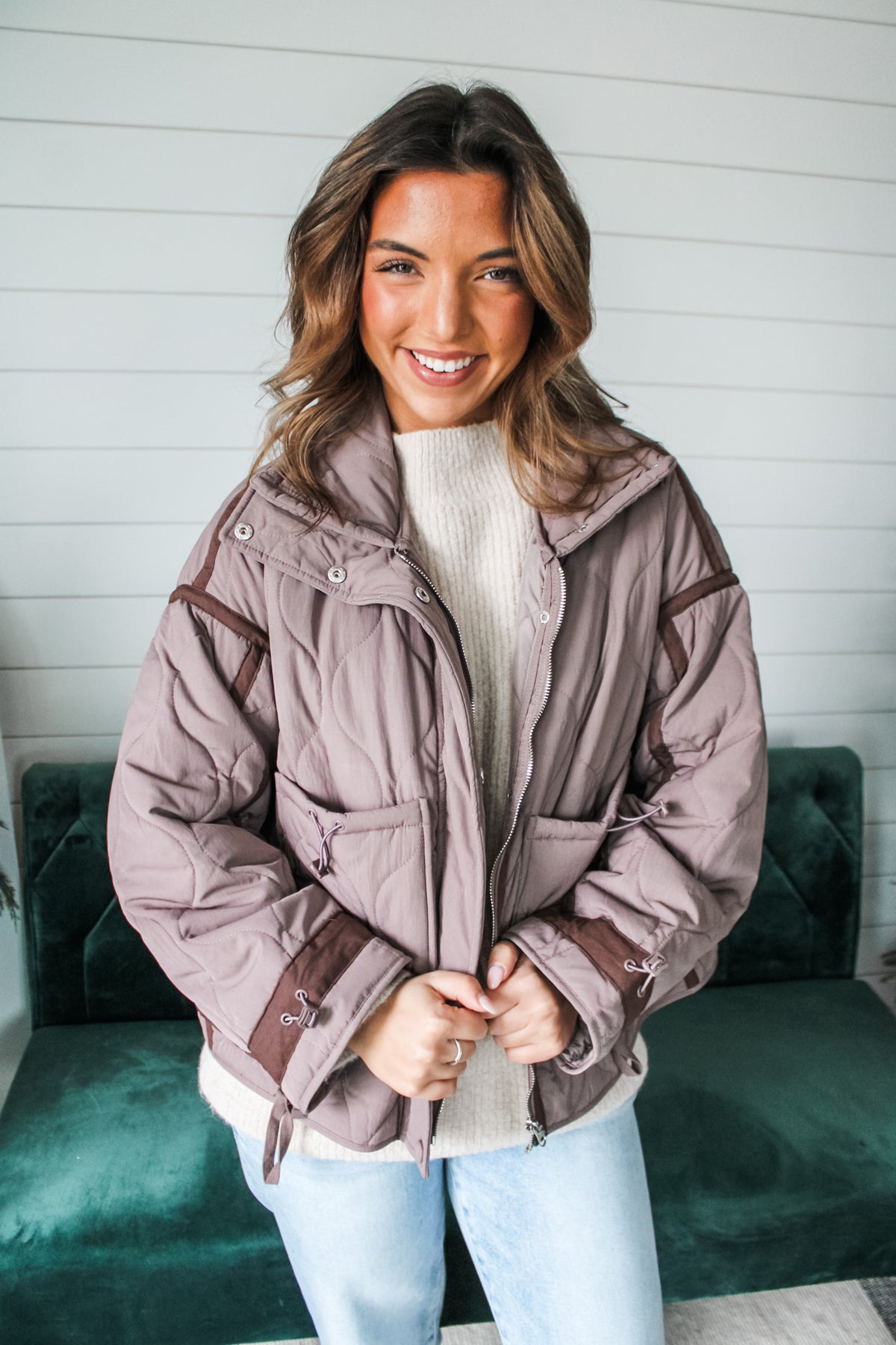 Snowed In Quilted Puffer Jacket • Deep Mauve