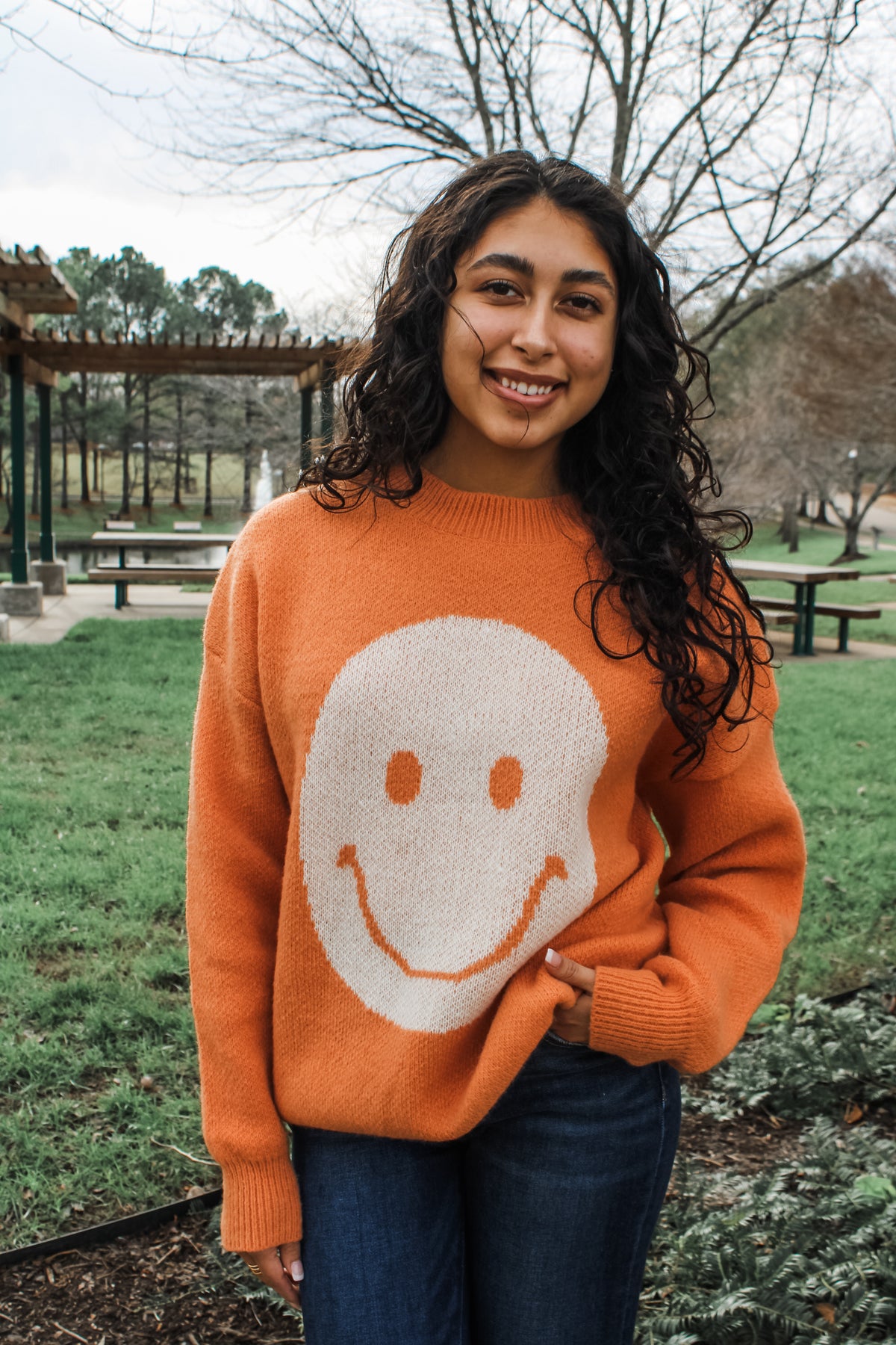 Be Happy Smiley Sweater • Citrus Orange