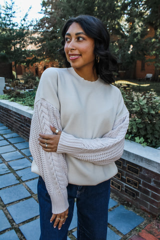 Memory Lane Cable Sweater • Cosmic Latte
