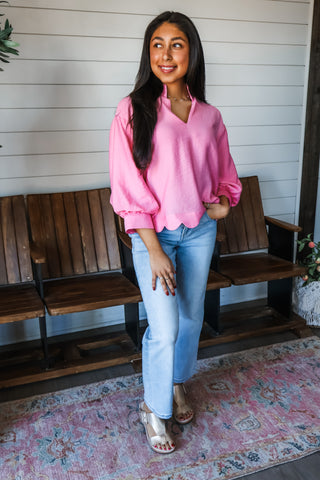 Polished Perfection Scallop Top • Pink