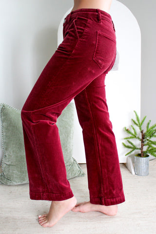 Pamela Corduroy Straight l Tummy Control • Wine