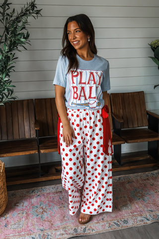 Out of your league • red polka dot pants • tie