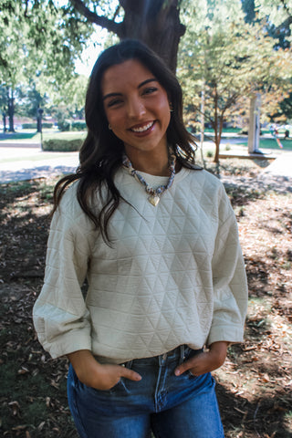 Out In The Country Quilted Top • Cream - FINAL SALE