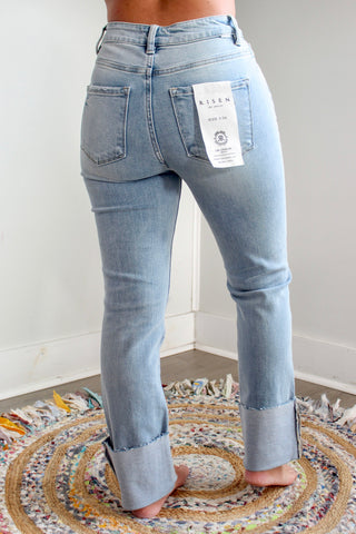 Kenley Wide Cuff Straight • Light Wash