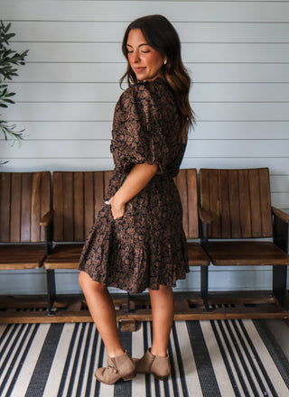 Magnolia Market Ruffle Dress • Black Floral