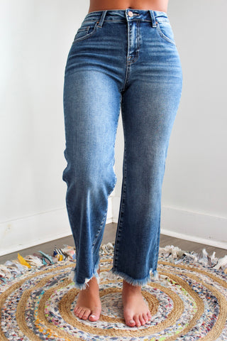 Rain Frayed Hem Wide • Medium Wash