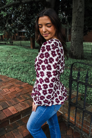 Fall In Bloom • Cream/Maroon - FINAL SALE