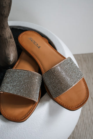 Adria Rhinestone Slide • Silver
