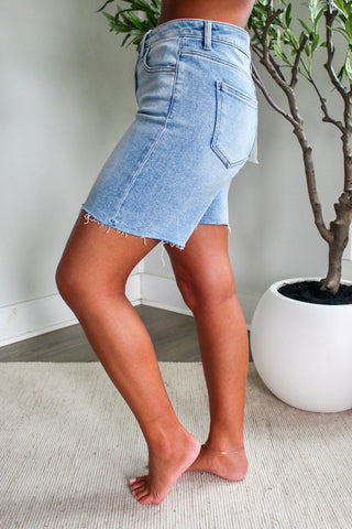 Scottie High Rise Shorts | Tummy Control • Light Wash