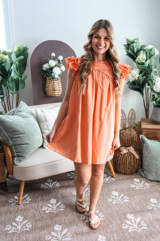 Colorful Charm Cotton Dress • Orange - FINAL SALE