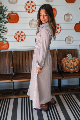Another Story Shirtdress • Brown Stripes