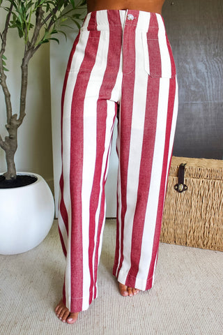 Cabo Striped Pants • Cream/Red