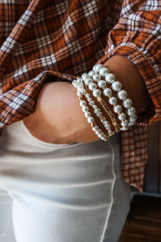 Autumn Elegance Bracelet Stack • Pearl
