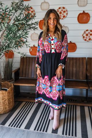 Flower Patch Midi • Black