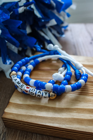 Beaded Game Day Bracelet • Blue