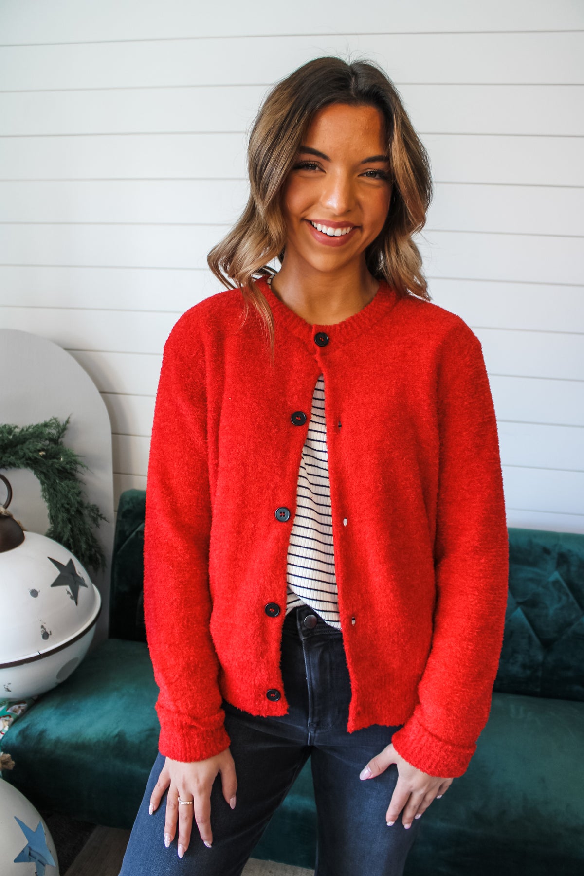 The Perfect Christmas Cardigan • Red