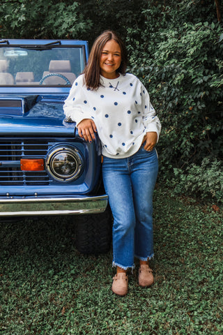 Pick A Spot Pullover • White/Navy