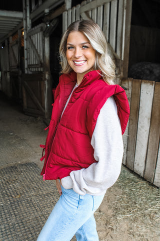 Picture Perfect Puffer Vest • Burgundy