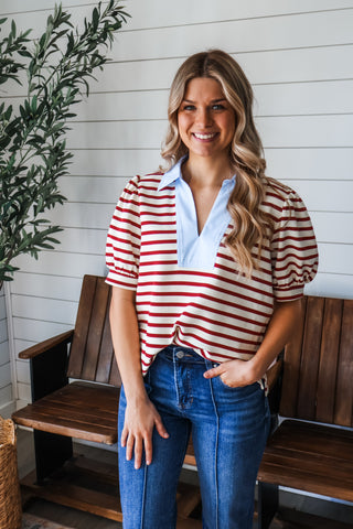 Worth Your While • Maroon Stripe - FINAL SALE