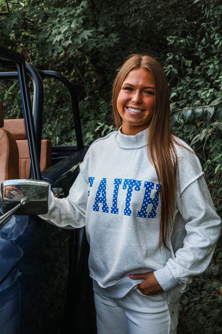 Faith/Cross Reversible Pullover • White/Ash Grey