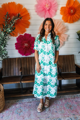 Bud & Bloom Eyelet Midi • Green
