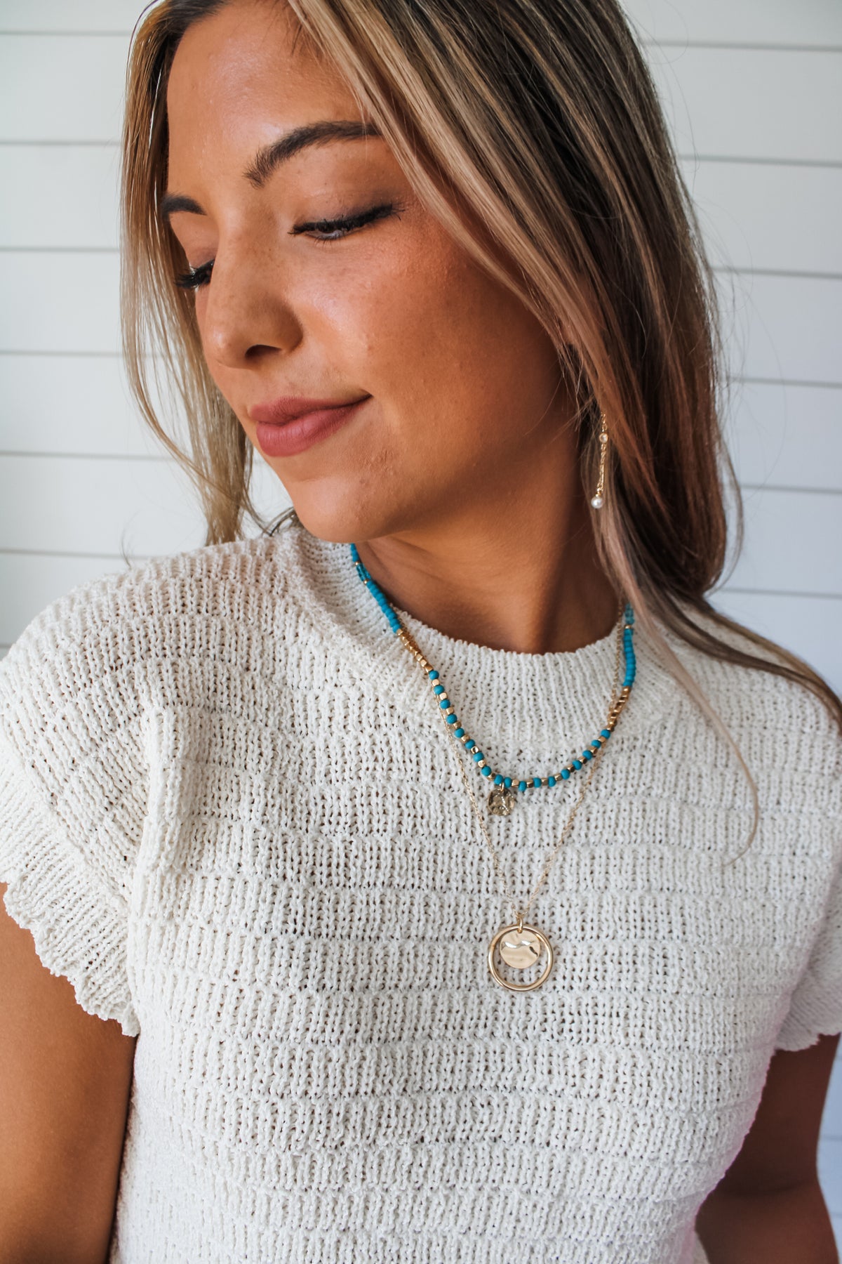 Off The Coast Layered Necklace Set • Teal - FINAL SALE