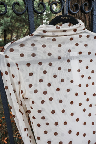 Pretty Polka Dot Mesh Top • Cream