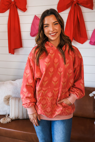 Time To Bloom Floral Pullover • Coral