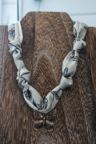 Chasing Butterflies Scarf Necklace • Taupe