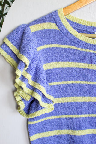 Summer Sale 40 • Lavender Striped Ruffle Sleeve Top - FINAL SALE