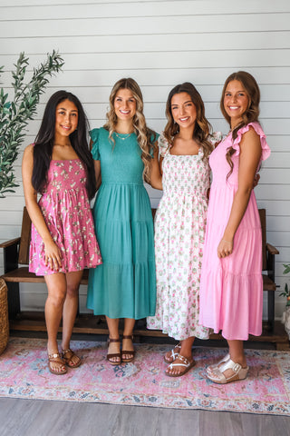 Beautiful Bliss Ruffle Midi • Dusty Emerald