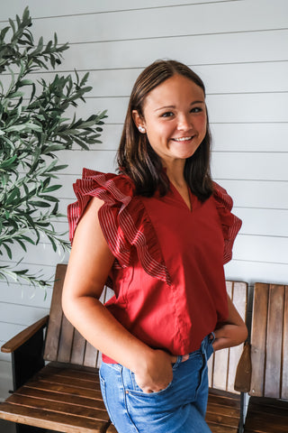 Remember Me Ruffle Top • Crimson